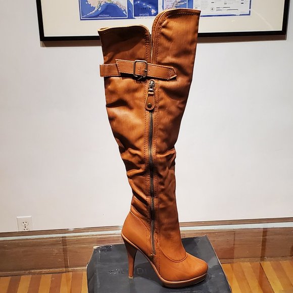 Wild Diva Shoes - Tall zippered stiletto boots